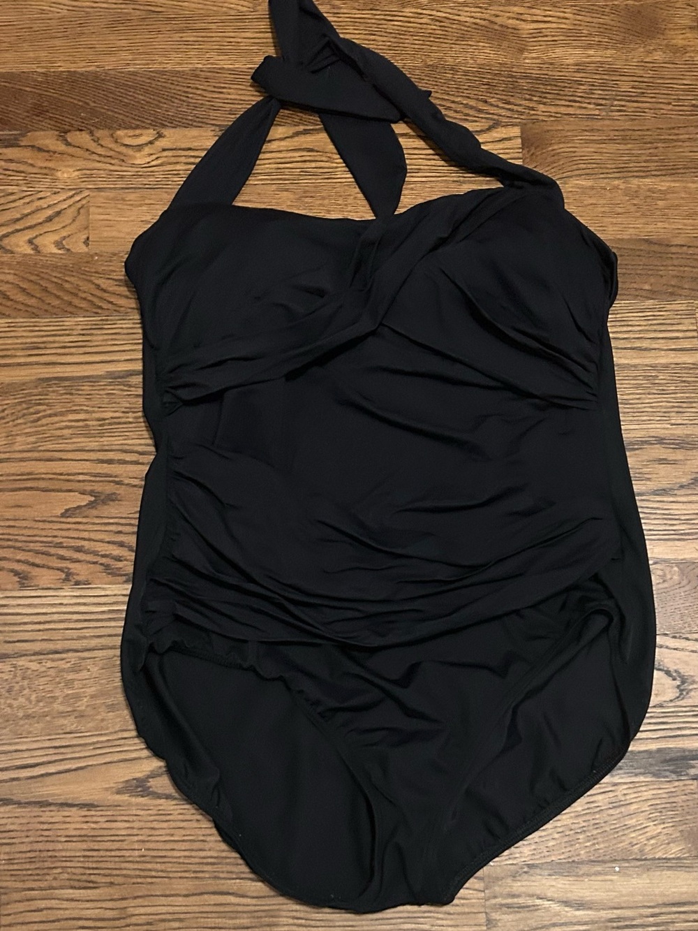 Lands' End Black Halter One-Piece Swimsuit
